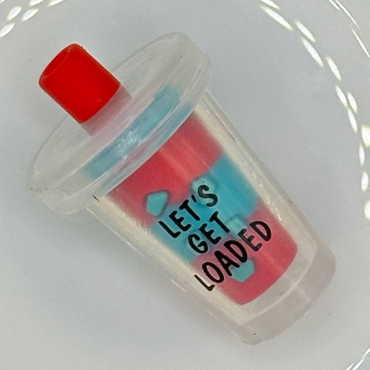 S38 Red Straw Loaded Tea 3D Cup Platinum Moose Beads and Supplies