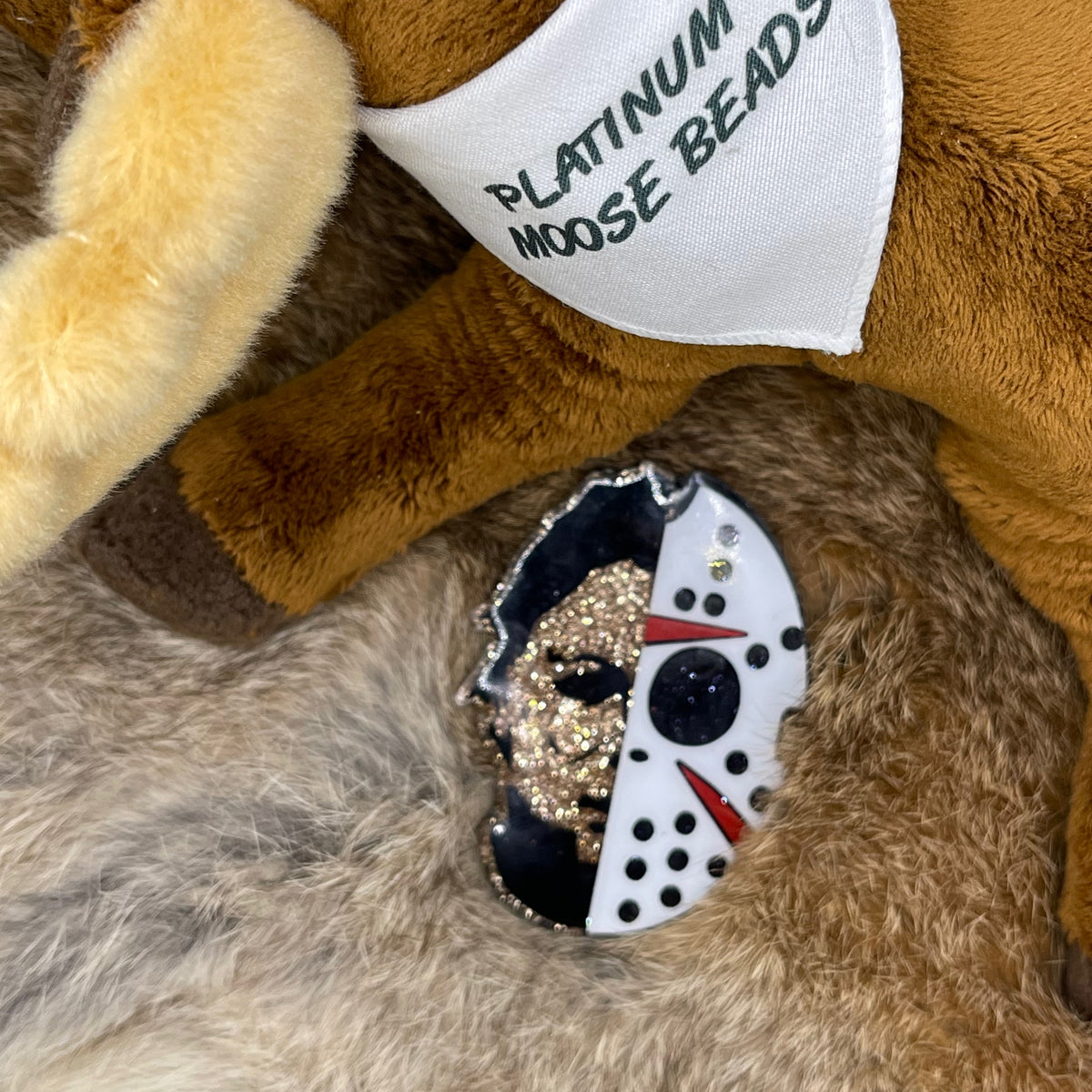 Michael Myers/Hockey Mask Split Acrylic Blank Platinum Moose Beads