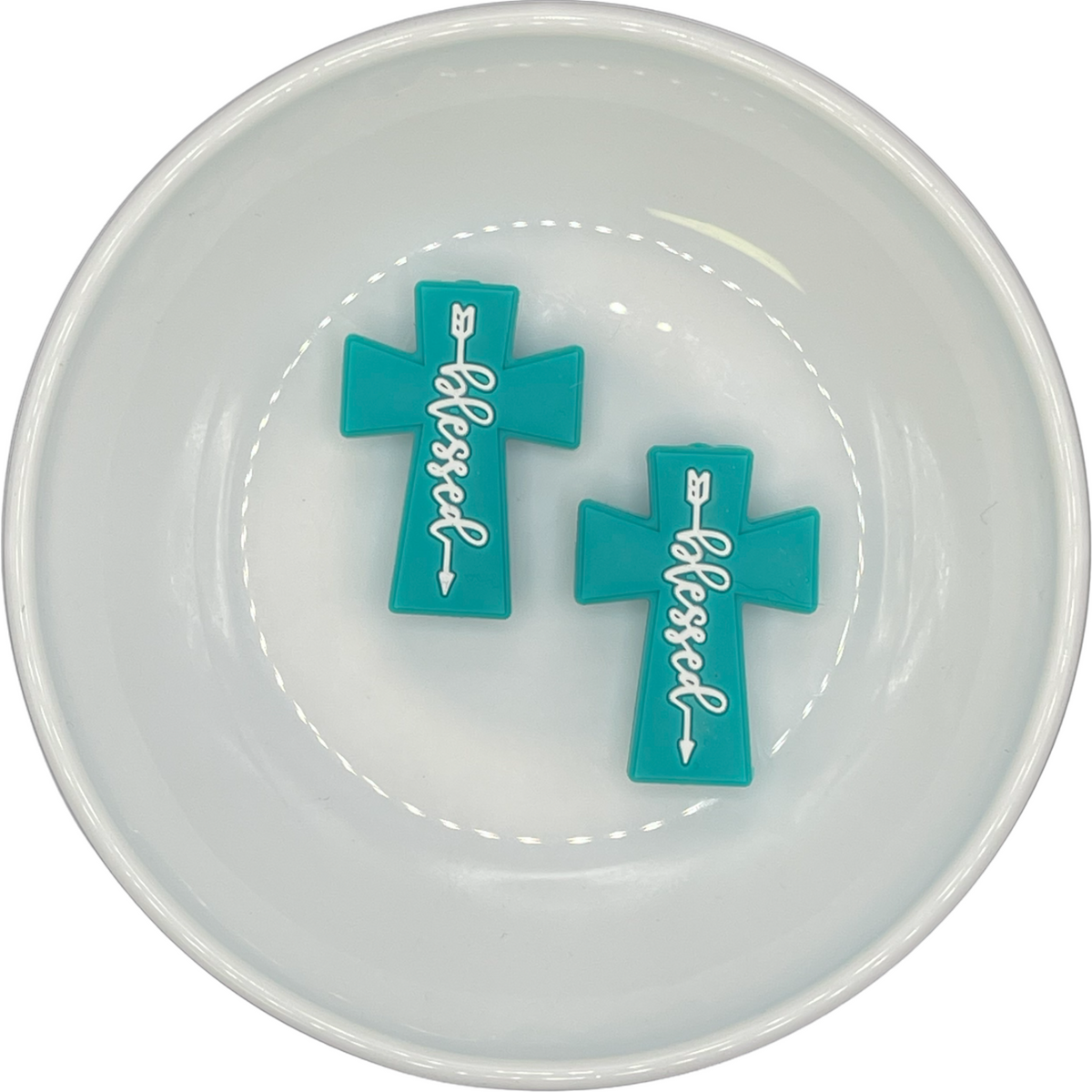 BLESSED TURQUOISE Cross Silicone Buddy EXCLUSIVE Platinum Moose Beads