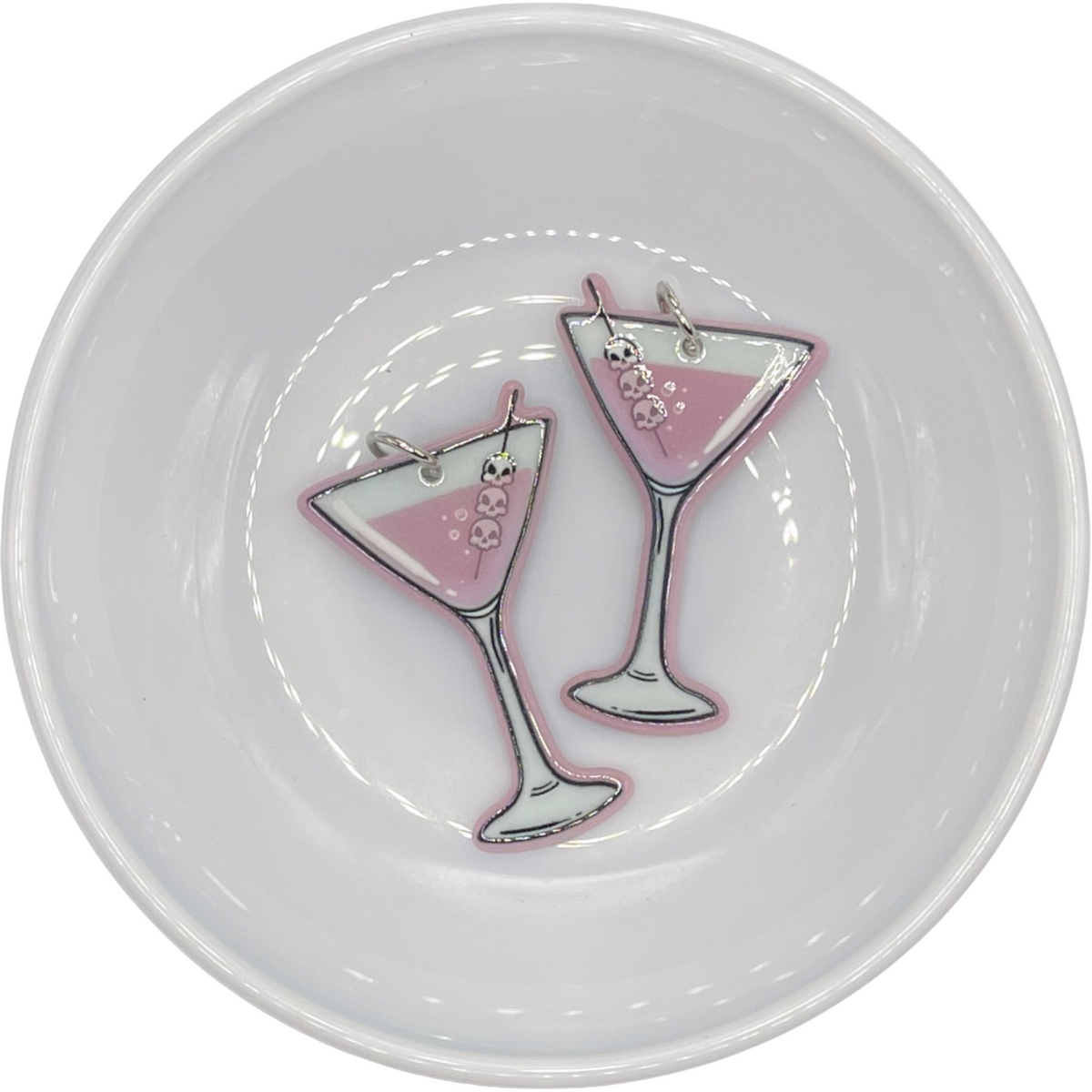 Martini Glass Pendant 27x44mm Platinum Moose Beads and Supplies