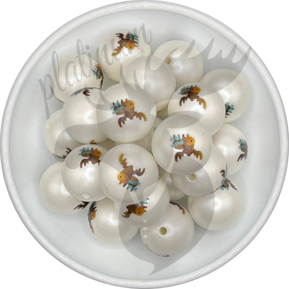 Moose Poop Printed PMBB Exclusive (RETIRED) Platinum Moose Beads and