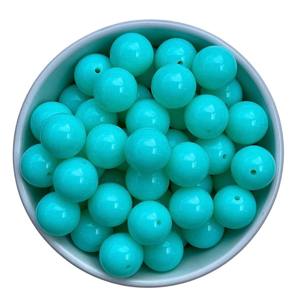 Shades of Mint, Seafoam and Teal 20mm Bubblegum Beads
