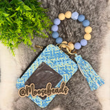 Seaside Patchwork Beaded Wristlet Keychain