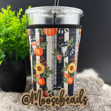 MEDIUM Reuseable Iced Coffee Cup Sleeve (Koozie) EXCLUSIVE (14 Patterns in Drop Down Menu)
