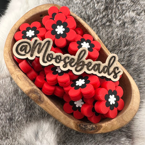 S-1257 Red & Black Poppy Flower Silicone Buddy EXCLUSIVE