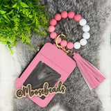 Pink Beaded Wristlet Keychain
