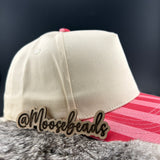 Pink Striped Print Canvas Trucker Hat (1 Hat)
