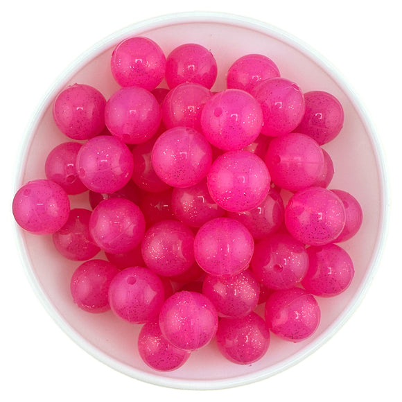 Pink Glitter Jelly 15mm Silicone Bead