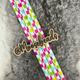 Multicolor Checkered 40oz Plastic Straw