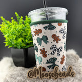 MEDIUM Reuseable Iced Coffee Cup Sleeve (Koozie) EXCLUSIVE (Multiple Patterns in Drop Down Menu)