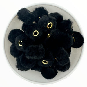 Black Floofy Pom Large Hole Spacer 16mm