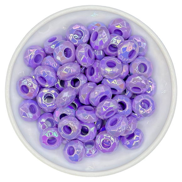 Purple Iridescent Large Hole Faceted Spacer 15mm