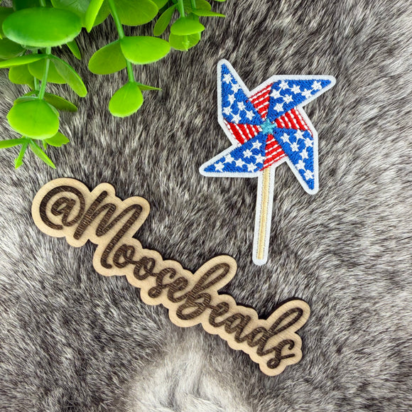 Red, White, & Blue Windmill Embroidery Iron On Patch (1 Patch ...
