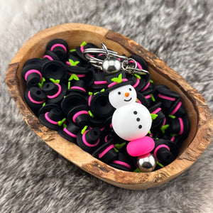 Black, Hot Pink & Neon Green 3D Snowman HAT Silicone Buddy EXCLUSIVE