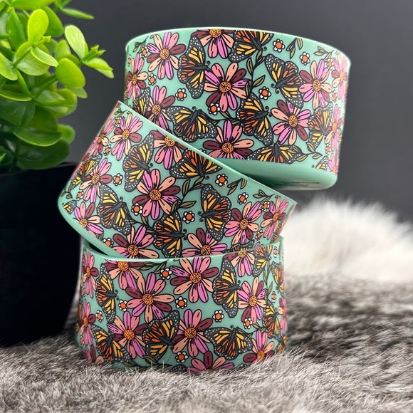 High Maintenance Designs Brand Monarch Butterfly w/ Flowers Printed Silicone Boots for Tumblers EXCLUSIVE