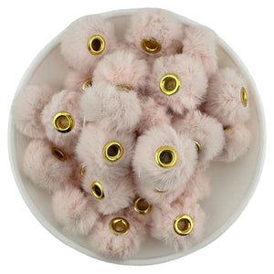 Light Pink Floofy Pom Large Hole Spacer 16mm