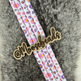 Pink & Purple Flowers 40oz Plastic Straw (1 straw)