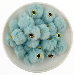 Blue Floofy Pom Large Hole Spacer 16mm