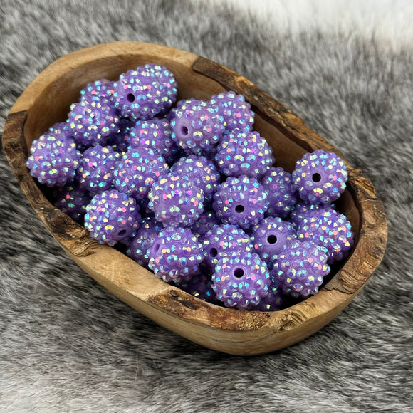 16mm Purple Iridescent Rhinestone Beads