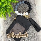 Black Beaded Wristlet Keychain