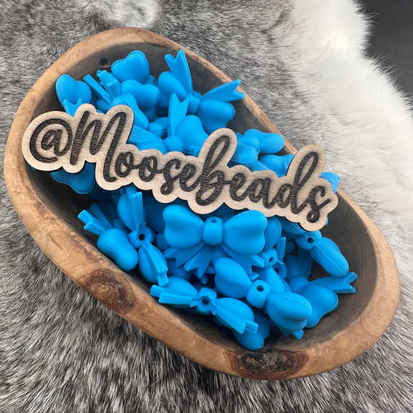 S-1333 Neon Blue Bow w/ Tails Silicone Focal EXCLUSIVE