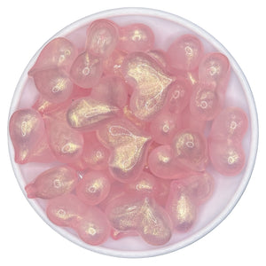 LIGHT PINK Shimmer Heart Acrylic Bead 28mm