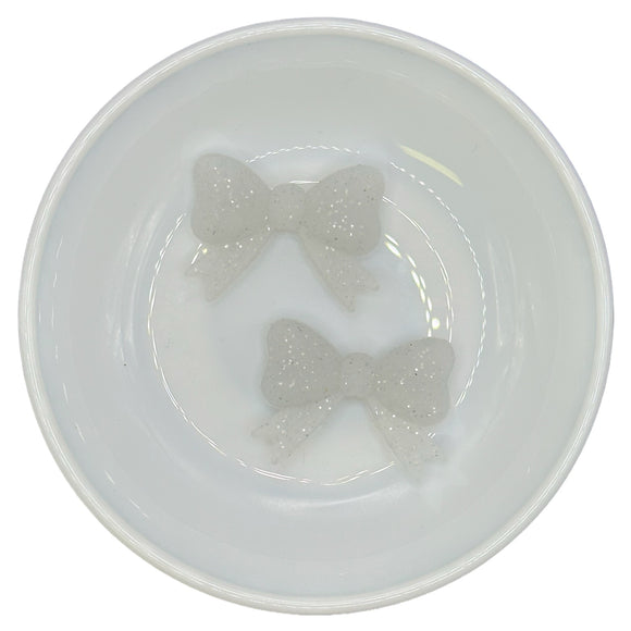 S-965 White Glitter Bow Silicone Buddy EXCLUSIVE