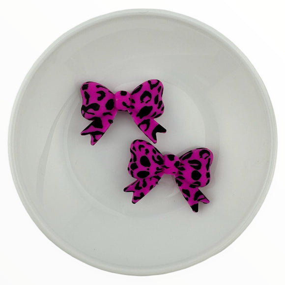 Pink Leopard Print Bow w/ Tails Silicone Buddy EXCLUSIVE