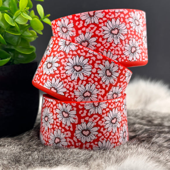 High Maintenance Designs Brand Red Floral Heart Printed Silicone Boots for Tumblers EXCLUSIVE