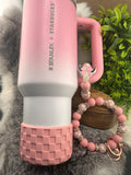 Coquette Pink Checkered Silicone Tumbler Boot