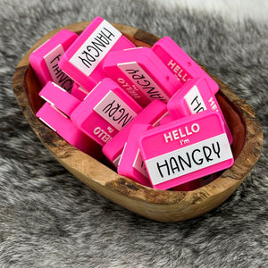 S-337 HELLO I'm "HANGRY" Name Tag Silicone Focal EXCLUSIVE