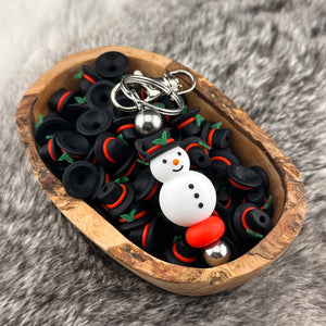 S-1172 Black, Red & Green 3D Snowman HAT Silicone Buddy EXCLUSIVE