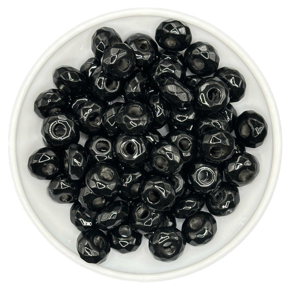 Black Faceted Large Hole Spacer 15mm