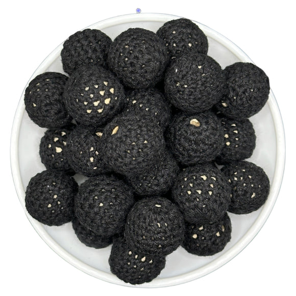 Black Crochet Beads 20mm