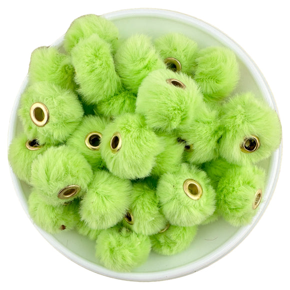 Lime Floofy Pom Large Hole Spacer 16mm