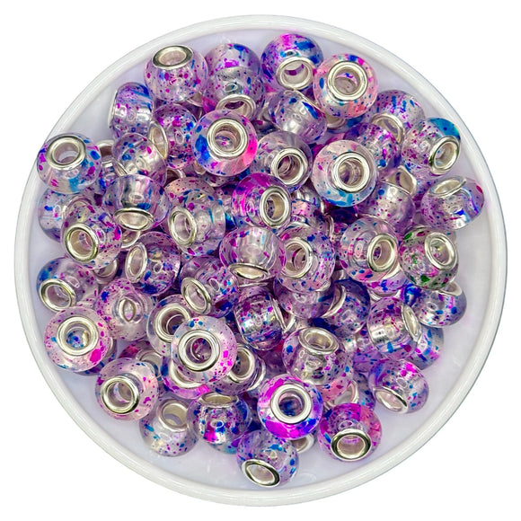Purple Watercolors Large Hole Spacer 14mm