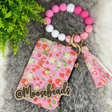 Strawberry Beaded Wristlet Keychain