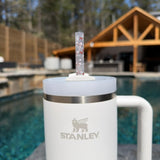 Baseball w/ Bows on CLEAR Base 40oz Plastic Straw (1 straw)