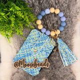 Seaside Patchwork Beaded Wristlet Keychain