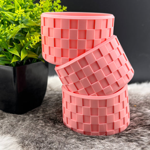 Coquette Pink Checkered Silicone Tumbler Boot