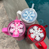 Pink Glitter Snowflake 40oz Silicone Tumbler Tag Exclusive