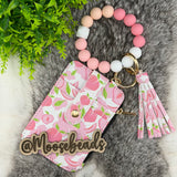 Peaches Beaded Wristlet Keychain