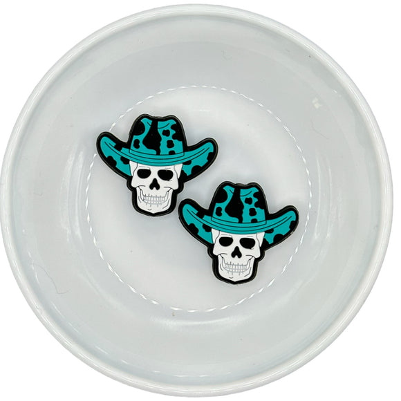 TURQUOISE/BLACK COWBOY HAT SKULL Silicone Buddy EXCLUSIVE
