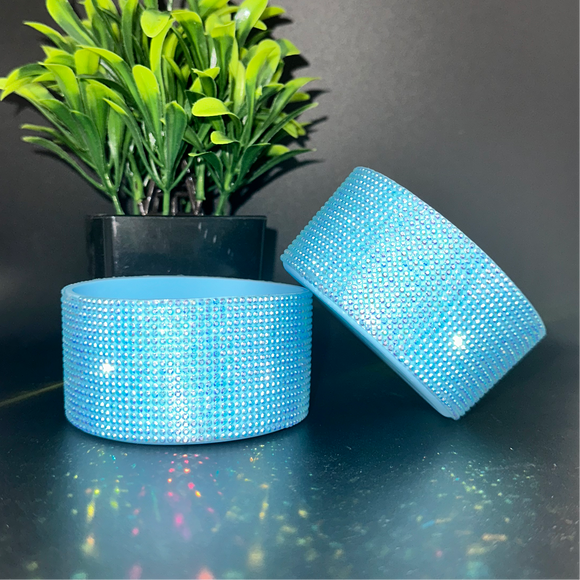 Blue Rhinestone Silicone Boots for Tumblers