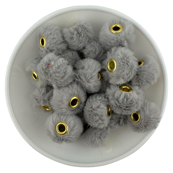 Gray Floofy Pom Large Hole Spacer 16mm