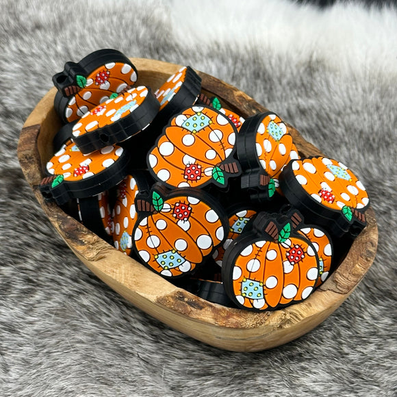 S-1054 Patchwork Pumpkins Silicone Focal