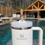 Multi Color Checkered on CLEAR Base 40oz Plastic Straw (1 straw)