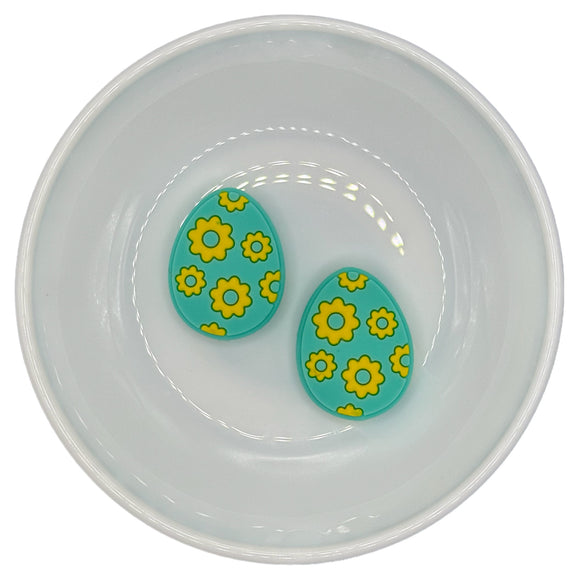 S-854 Turquoise Easter Egg w/ Flowers Silicone Buddy