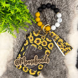 Sunflowers Beaded Wristlet Keychain