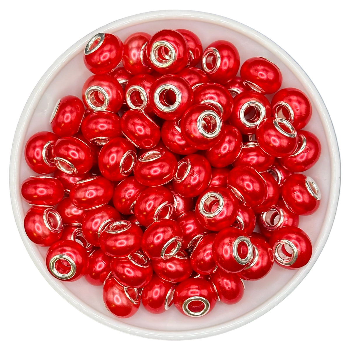 Red Large Hole Spacer 14mm Platinum Moose Beads and Supplies
